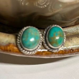 Genuine Turquoise and Sterling Studs
